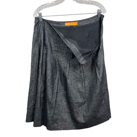 Cynthia Steffe Skirt A Line Linen Blend Pleated Lined Back Zip Gray Women Size 8 - Picture 6 of 6